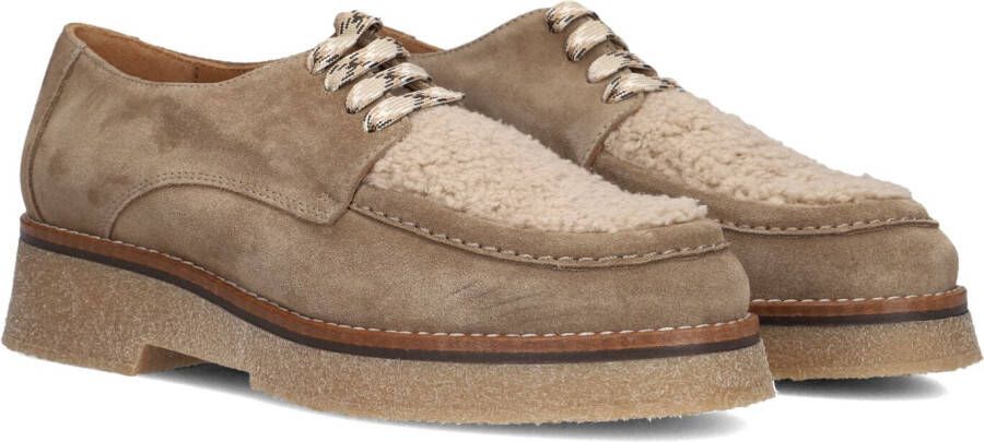 Ctwlk. Beige Suède Veterschoenen met Teddy Stof Beige Dames