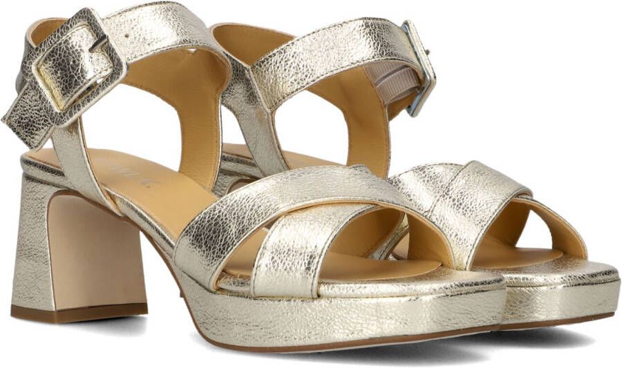 Ctwlk. Gouden Blokhak Sandalen voor Dames Yellow Dames