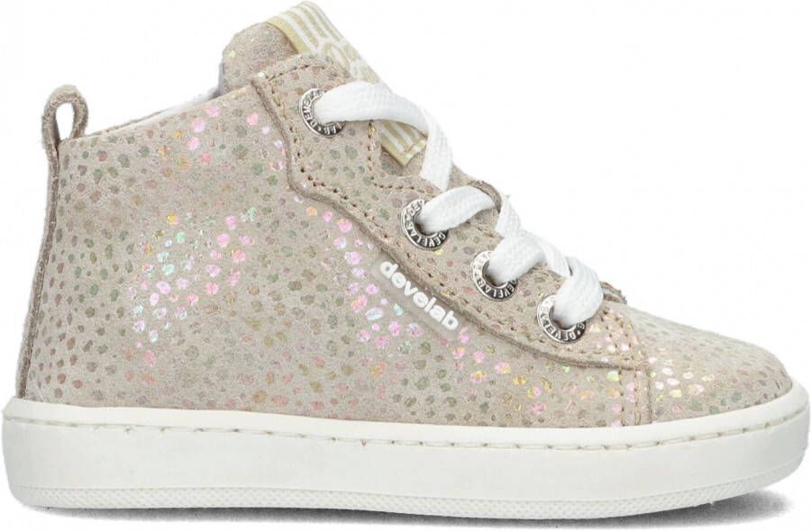 Develab 41362 hoge leren sneakers beige