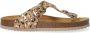 Develab 48202 leren teenslippers met panterprint beige goud - Thumbnail 1