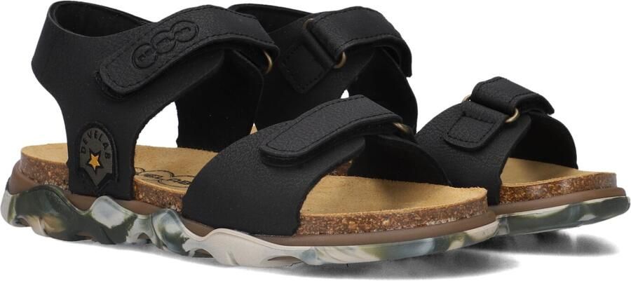 Develab Velcro Sandalen zwart Imitatieleer