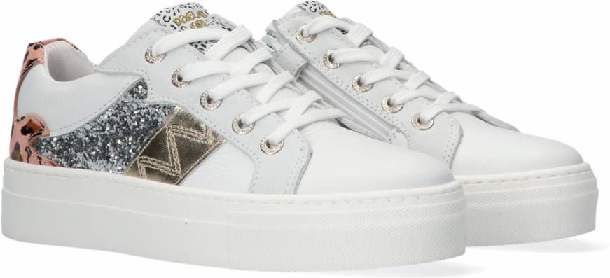 Develab Meisjes Sneakers met Roze Pantherprint White Dames