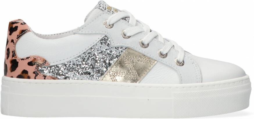 Develab Meisjes Sneakers met Roze Pantherprint White Dames