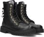 Develab Meisjes Zwarte Leren Veterboots Black Dames - Thumbnail 1