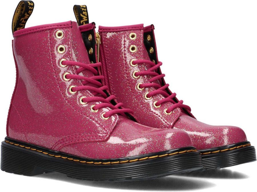 Dr. Martens 1460 T leren veterboots met glitters fuchsia zilver goud