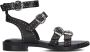 Bronx Zwarte Leren Sandalen met Gouden Studs Black Dames - Thumbnail 4