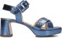 Ctwlk. Blauwe Leren Sandalen met Blokhak Blue Dames - Thumbnail 2