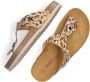 Develab 48202 leren teenslippers met panterprint beige goud - Thumbnail 9