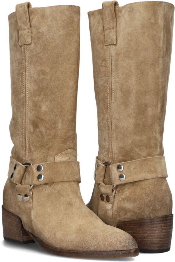 ELENA IACHI Beige Biker Boots E3927