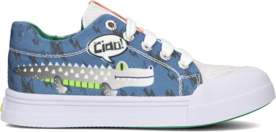 Go Bananas Blauwe Lage Sneakers Croco