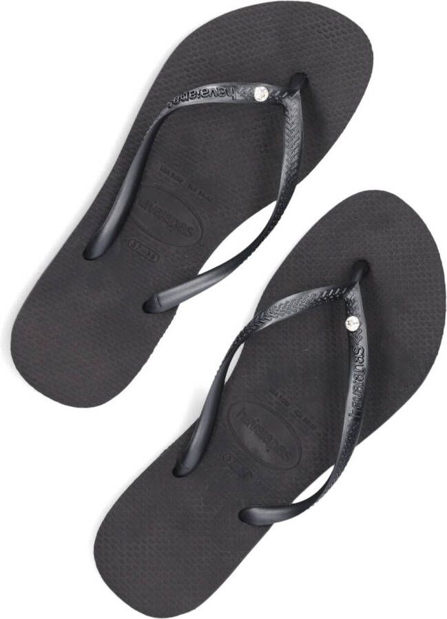 Havaianas Slim Crystal Sw II teenslippers met siersteen zwart Schoenen