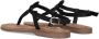 Lazamani T-strap leren teensandalen Zwart Leer Platte sandalen Dames - Thumbnail 5