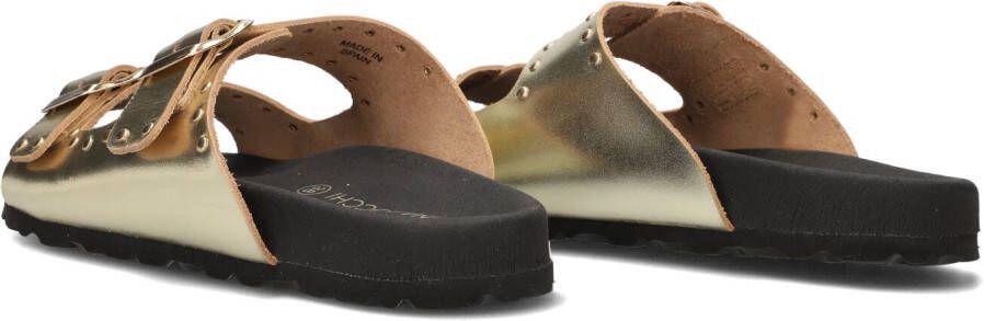 LINA LOCCHI Gouden Slippers 2 Gesp Slipper Met Studs