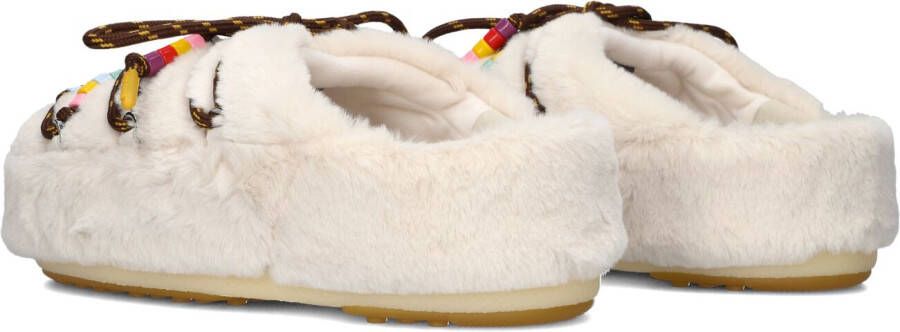 MOON BOOT Witte Instappers Mule Faux Fur Beads