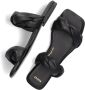 Nubikk Zwarte Leren Twist Sandalen Black Dames - Thumbnail 6