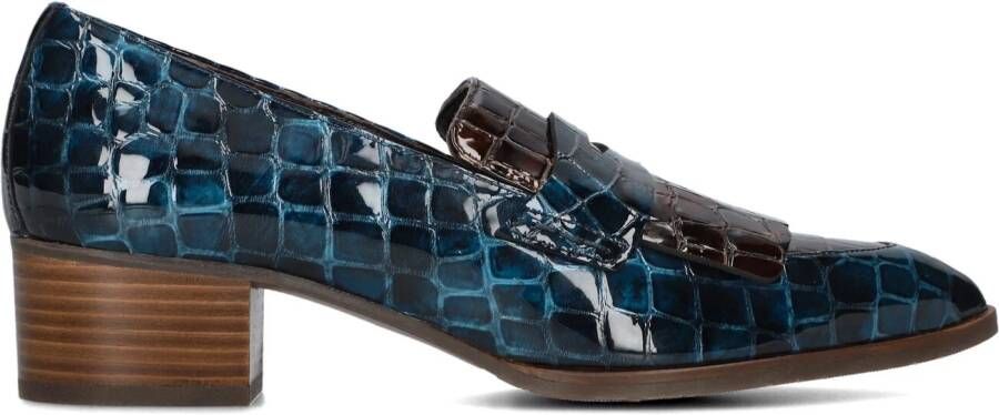 Pertini Instappers Dames Instapschoenen Damesschoenen Leer Dierenprint 32542 combi Blauw combi