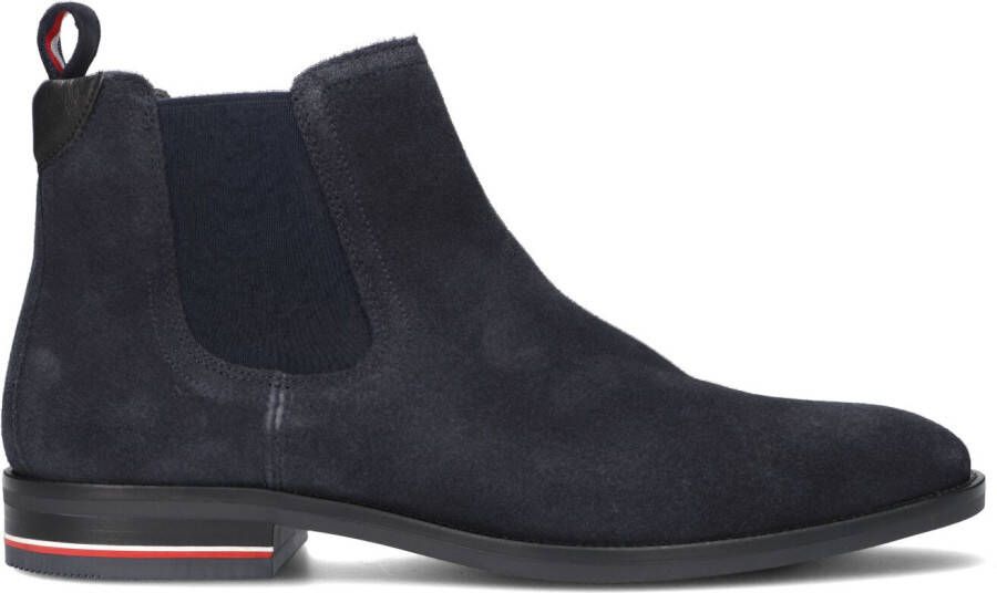 Tommy Hilfiger Blauwe Chelsea Boots Signature Hilfiger Suede Chelsea