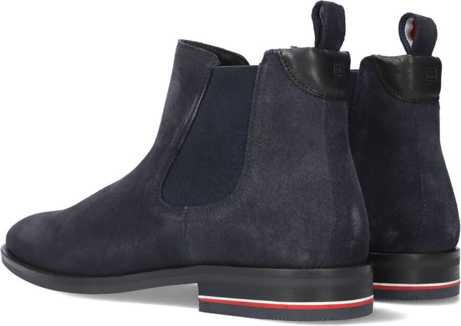 Tommy Hilfiger Blauwe Chelsea Boots Signature Hilfiger Suede Chelsea