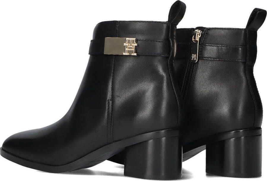 TOMMY HILFIGER Zwarte Enkellaarsjes Logo Mid Heel Bootie