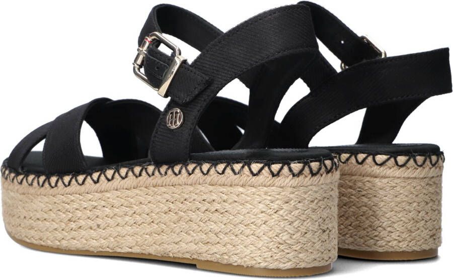 Tommy Hilfiger Zwarte Sandalen Shiny Touches Flatform Wedge