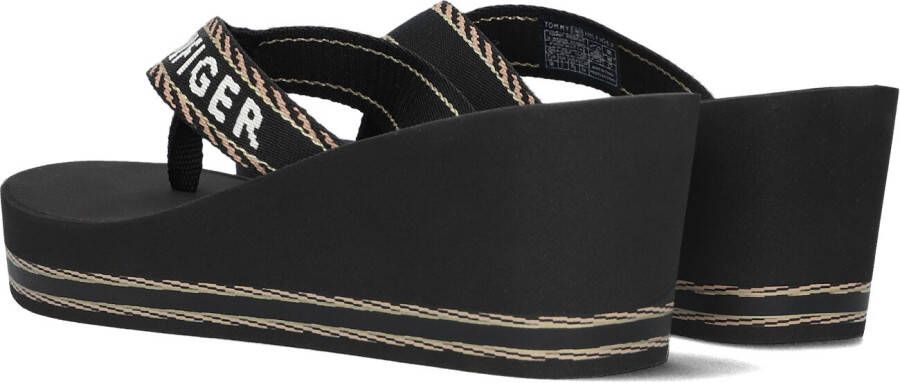 Tommy Hilfiger Zwarte Teenslippers Tommy Webbing H Wedge