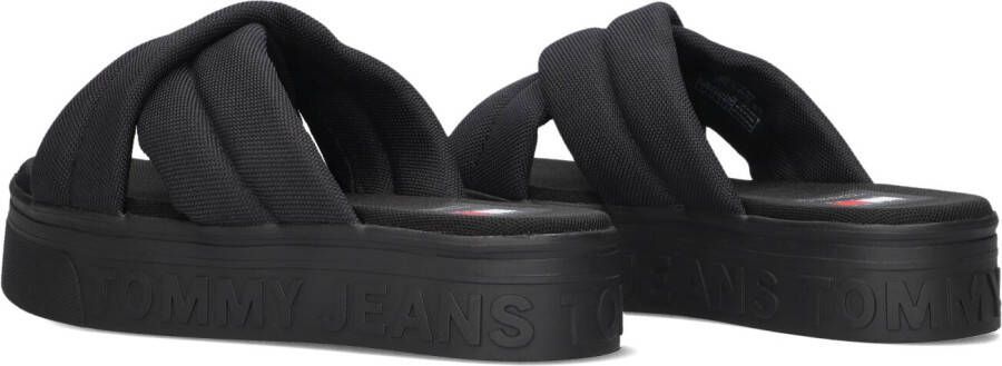 TOMMY JEANS Zwarte Slippers Lettering Flatform