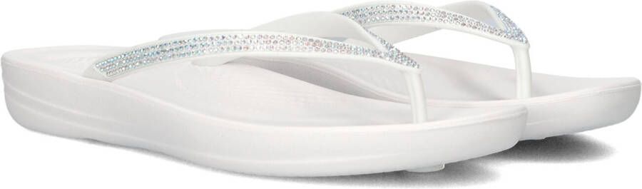 FitFlop TM Iqushion Sparkle teenslippers met strass steentjes wit