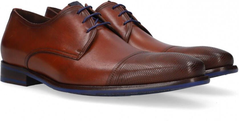 Floris van bommel 30196 De Stijler 17.00 Dark Cognac H-Wijdte Veterschoenen