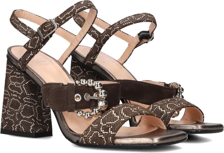 FLORIS VAN BOMMEL Sandalen met Hak Dames Sfw-90082 Tahli Maat: 36 Materiaal: Textiel Kleur: Bruin