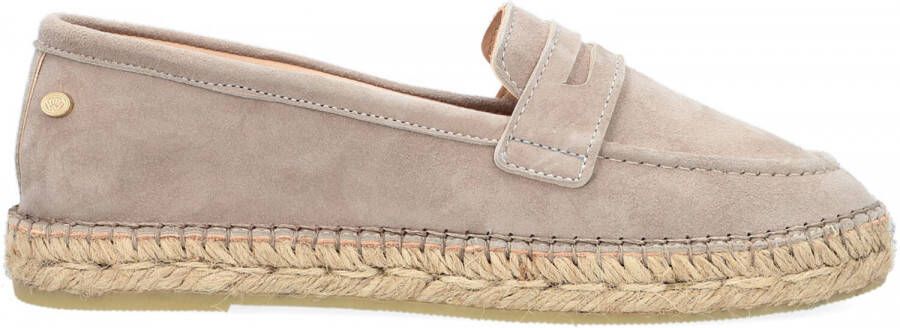 Fred de la bretoniere Espadrille suède ketting licht taupe