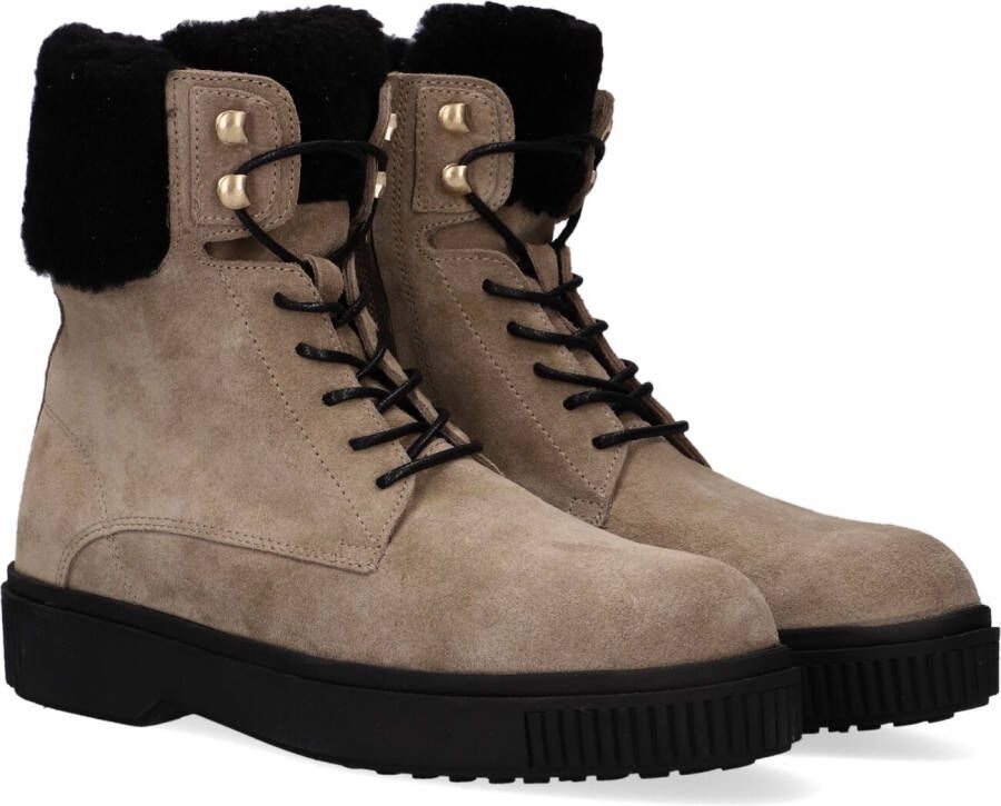 Fred de la Bretoniere 184010077 Veterboots Laarzen Met Veters Dames Taupe