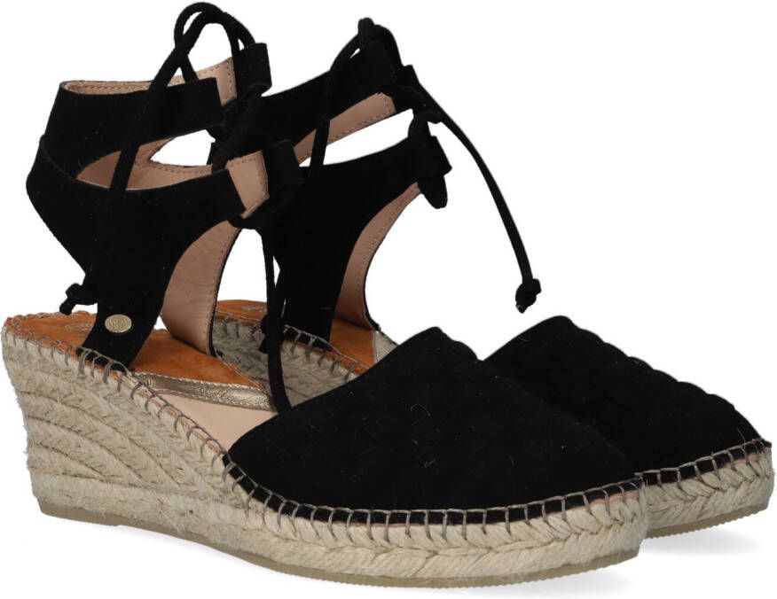 Fred de la Bretoniere Zwarte Gevlochten Espadrilles met Sleehak Black Dames