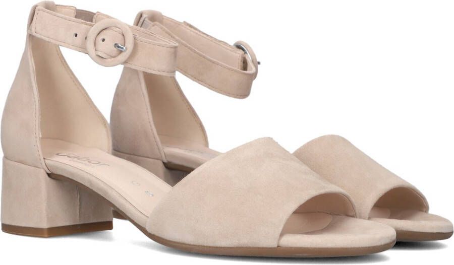 Gabor Beige Suède Comfort Sandalen met Enkelband Beige Dames