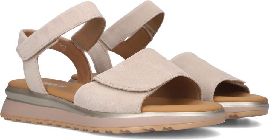 Gabor Dames Sandalen met hak 840.1 Beige Suède Plateauzool
