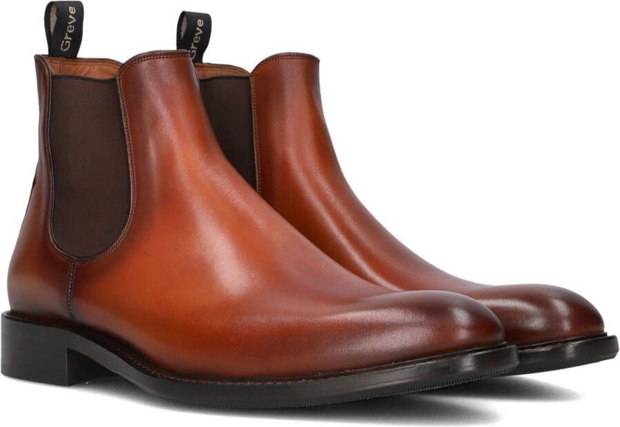 GREVE Chelsea Boots Heren Piava 4757 Maat: 42 5 Materiaal: Leer Kleur: Cognac