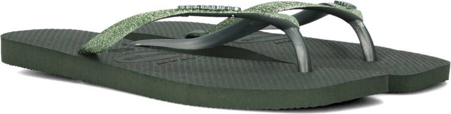 HAVAIANAS Teenslippers Dames Square Glitter Maat: 39 40 Materiaal: Rubber Kleur: Groen