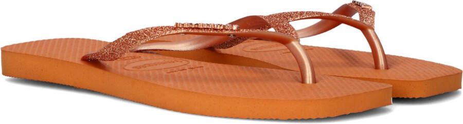 HAVAIANAS Teenslippers Dames Square Glitter Maat: 39 40 Materiaal: Rubber Kleur: Oranje