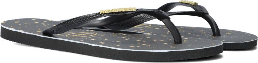 Havaianas Slim Metallic Print Dames Slippers Black Light Golden