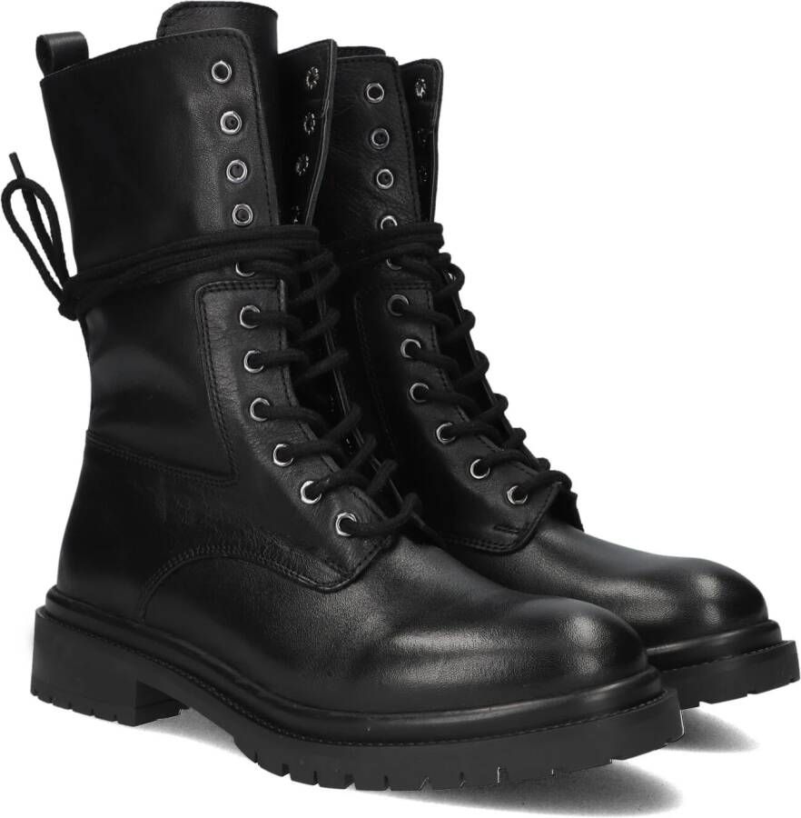 Inuovo Zwarte leren veterschoenen Black Dames