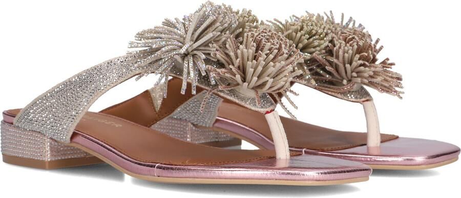 Kurt Geiger London Pom T-bar Flat Sandal Slippers Dames Roze