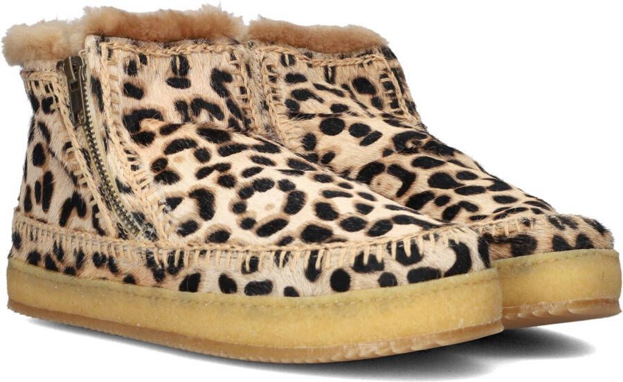 LAIDBACKLONDON Vachtlaarzen Dames Setsu Low Crochet Leopard Maat: 37 Materiaal: Ponyhair Kleur: Beige