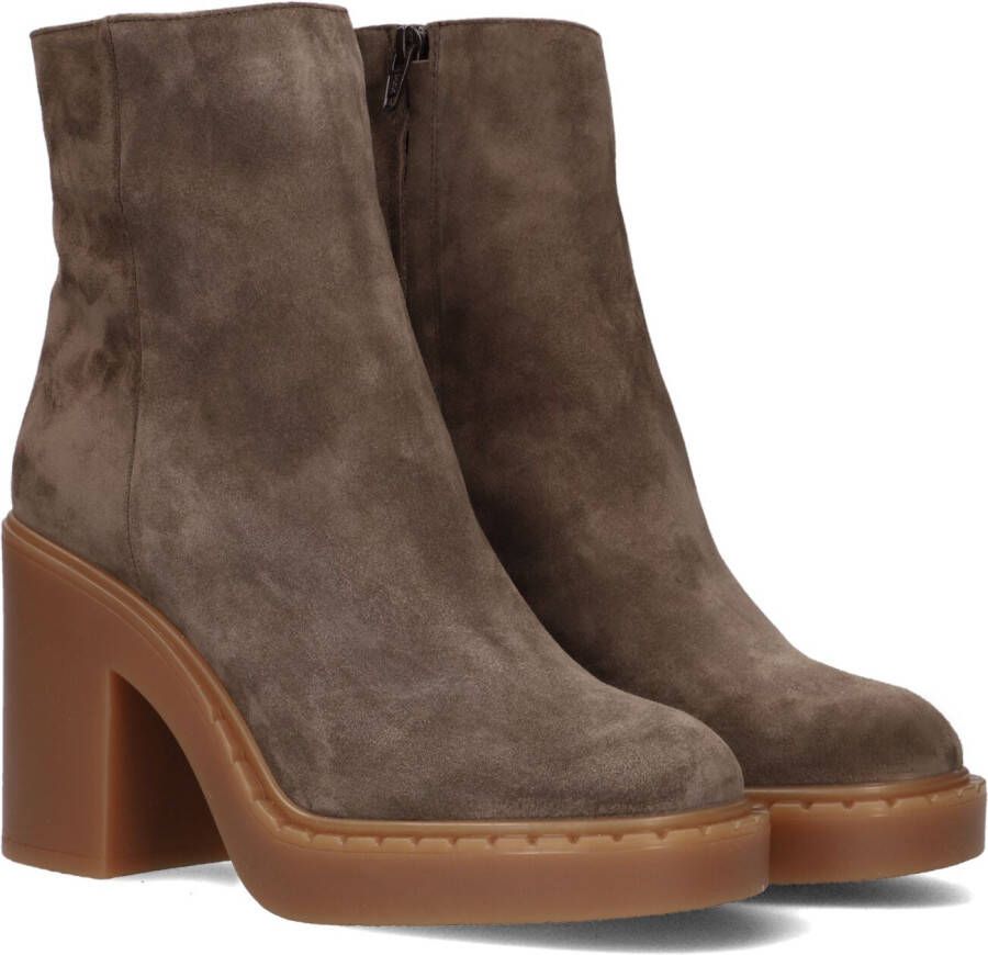 Bruin Tinten 55.089 Enkellaarsjes Enkelboots met rits Dames Taupe