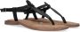 Lazamani T-strap leren teensandalen Zwart Leer Platte sandalen Dames - Thumbnail 1