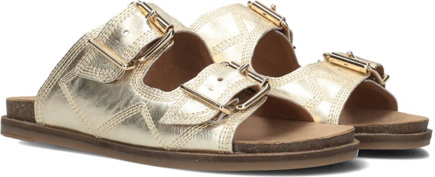 LINA LOCCHI Slippers Dames Led 2 Band Slipper Met Stiksels Maat: 36 Materiaal: Leer Kleur: Goud