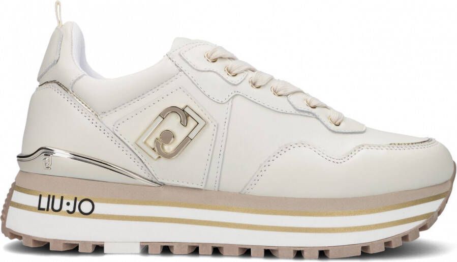 Liu Jo Witte leren sneakers met tonale logo en metallic detail Wit Dames