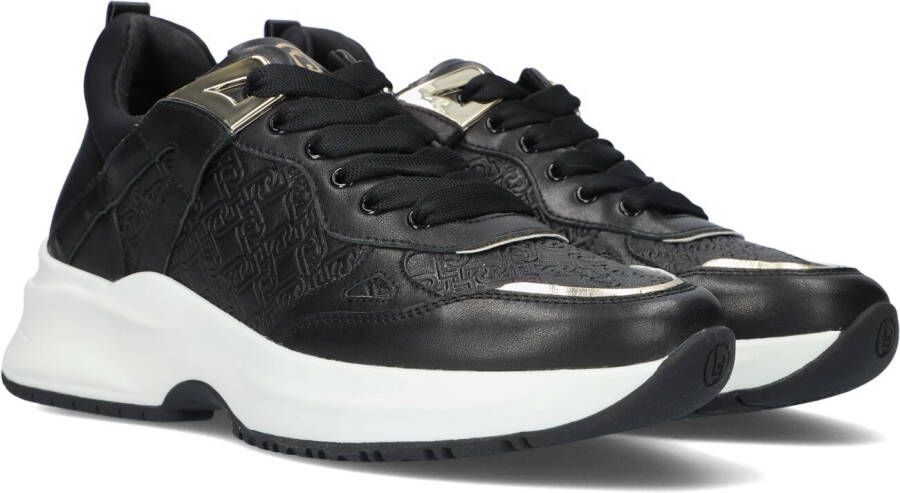 Runner Sneaker materialenmix Lily 10 Lage sneakers Leren Sneaker Dames Zwart