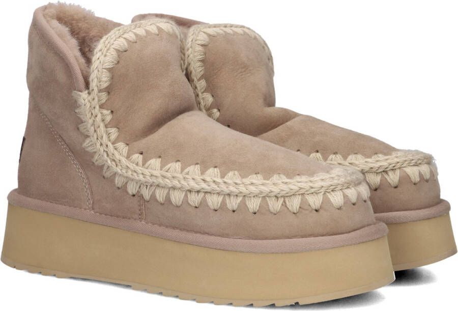 MOU Vachtlaarzen Dames Mini Eskimo Platform Boot Maat: 39 Materiaal: Suède Kleur: Beige