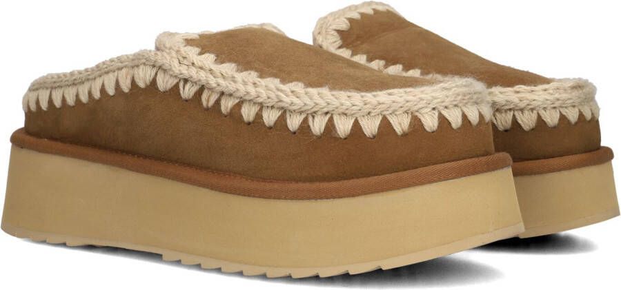 MOU Instappers Dames Clog Eskimo Platform Maat: 39 Materiaal: Suède Kleur: Cognac