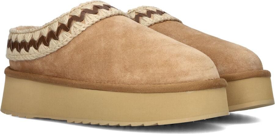MOU Pantoffels Dames Platform Clog Suede Leather St Maat: 40 Materiaal: Suède Kleur: Beige