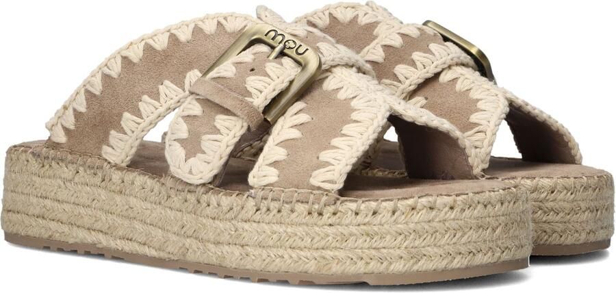 Mou Beige leren sandalen met rubberen zool